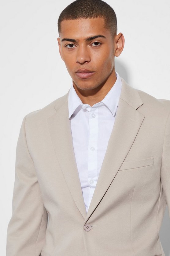 Einreihige Skinny Anzugjacke aus Jersey