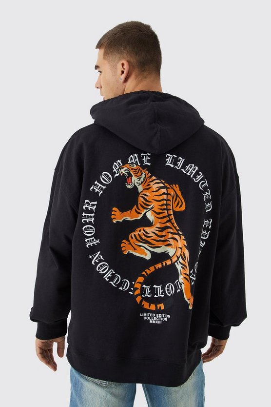 Oversize Hoodie mit Tiger-Print