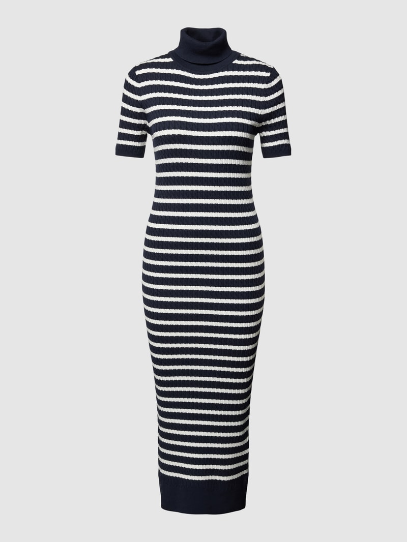 Strickkleid mit Streifenmuster in marineblau