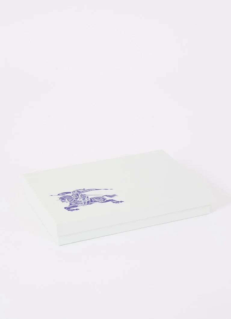 Set per neonati Burberry Rizzo, composto da body e bavaglino, presentato in una confezione regalo.