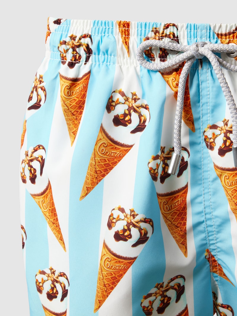 Badehose mit Allover-Print Modell 'GUSTAVIA' in türkis
