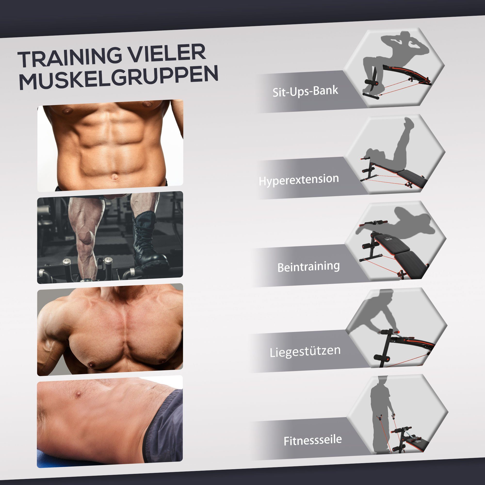 HOMCOM Hantelbank Multifunktionale Trainingsbank