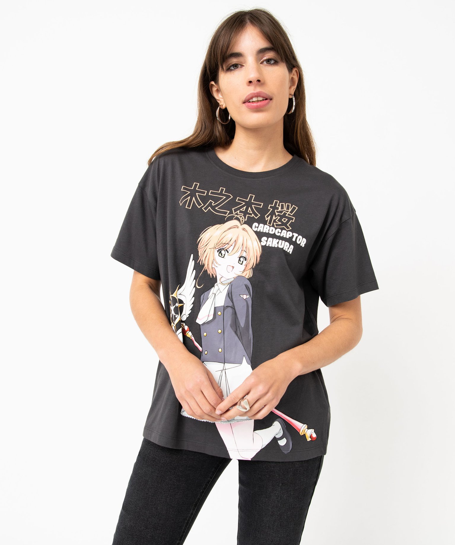 Tee-shirt à manches courtes avec motif XXL femme - Sakura noir | GEMO