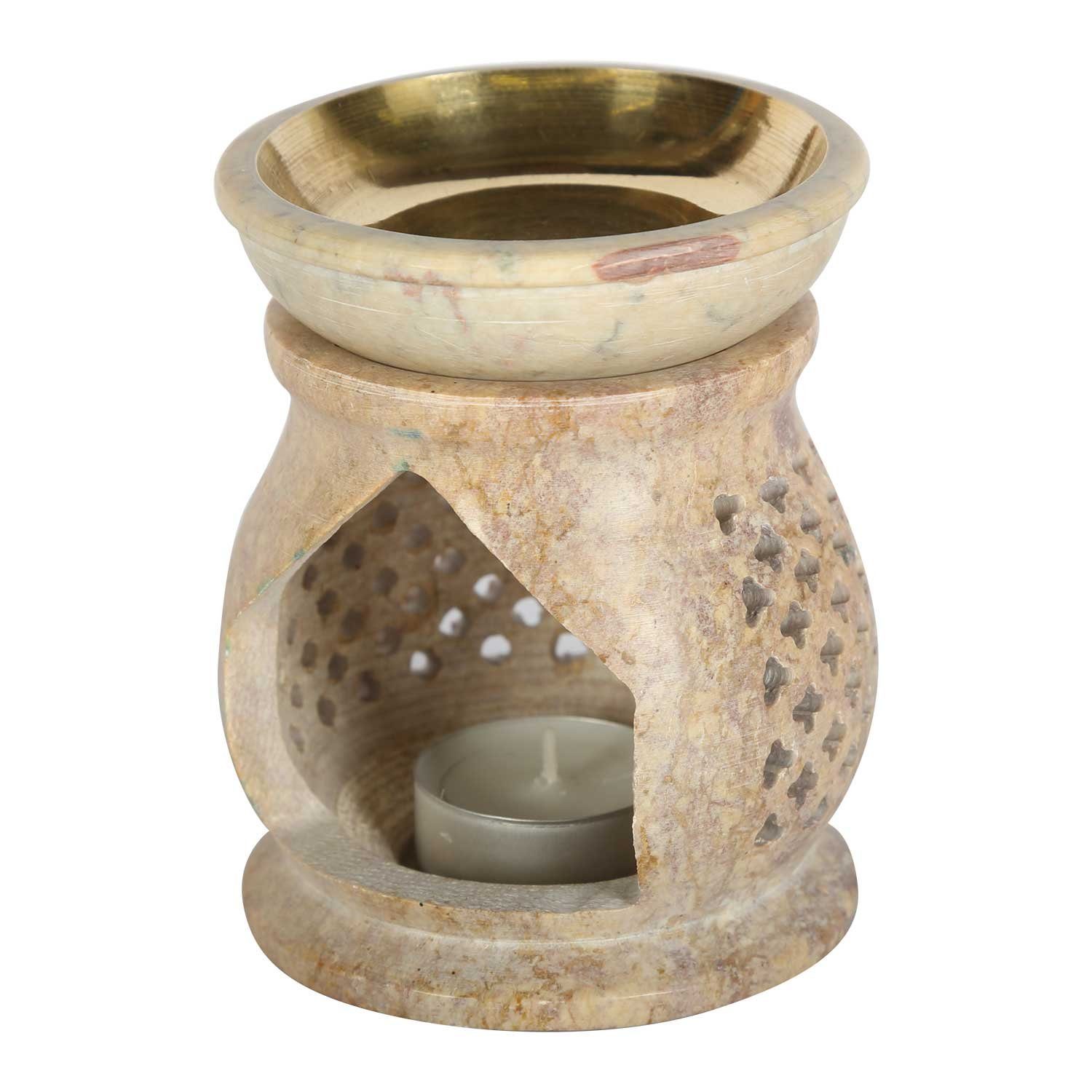 Casa Moro Duftlampe Orientalische Duftlampe Namaste aus Soapstone Diffusor Teelicht, handgeschnitzt