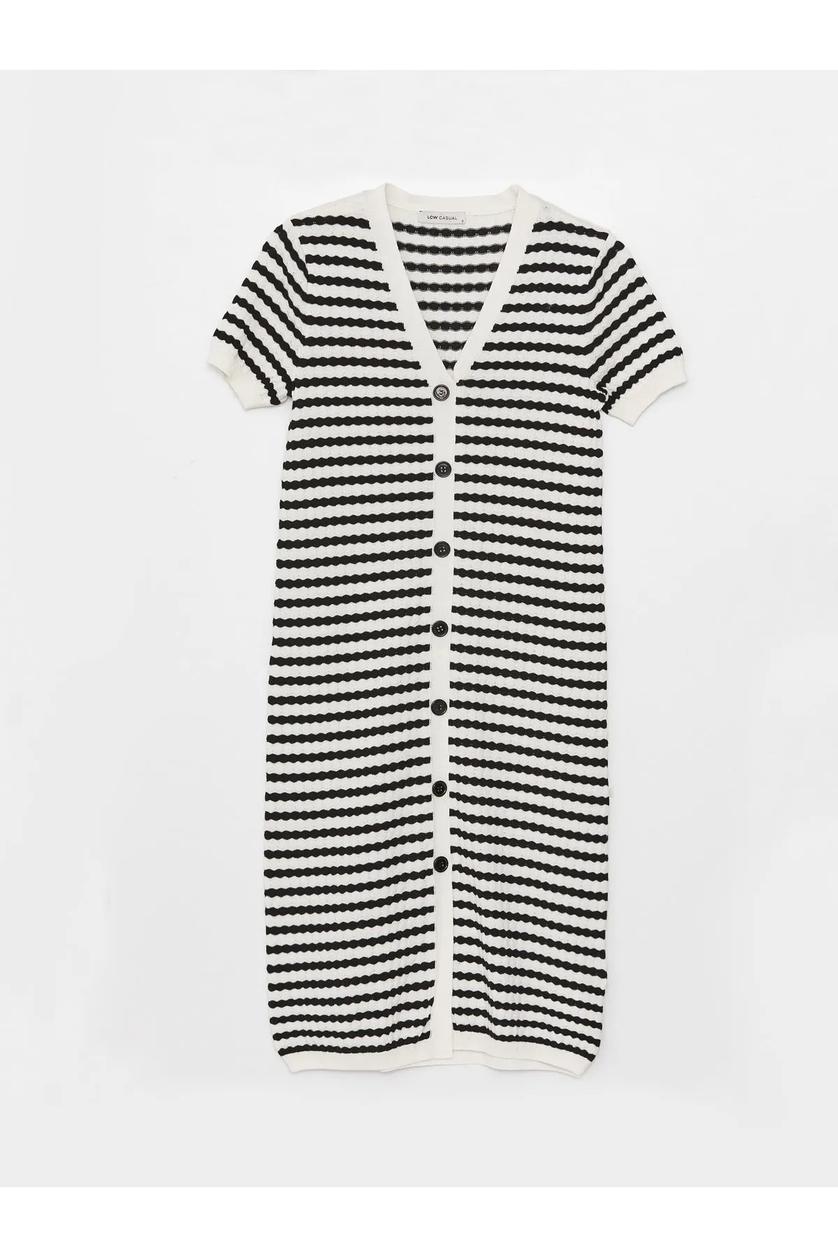 LC Waikiki  Gemustertes, kurzärmliges Damenkleid mit V-Ausschnitt