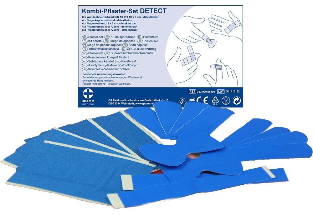 GRAMM medical Wundpflaster Kombi-Pflasterset DETECT Blau 28-teilig