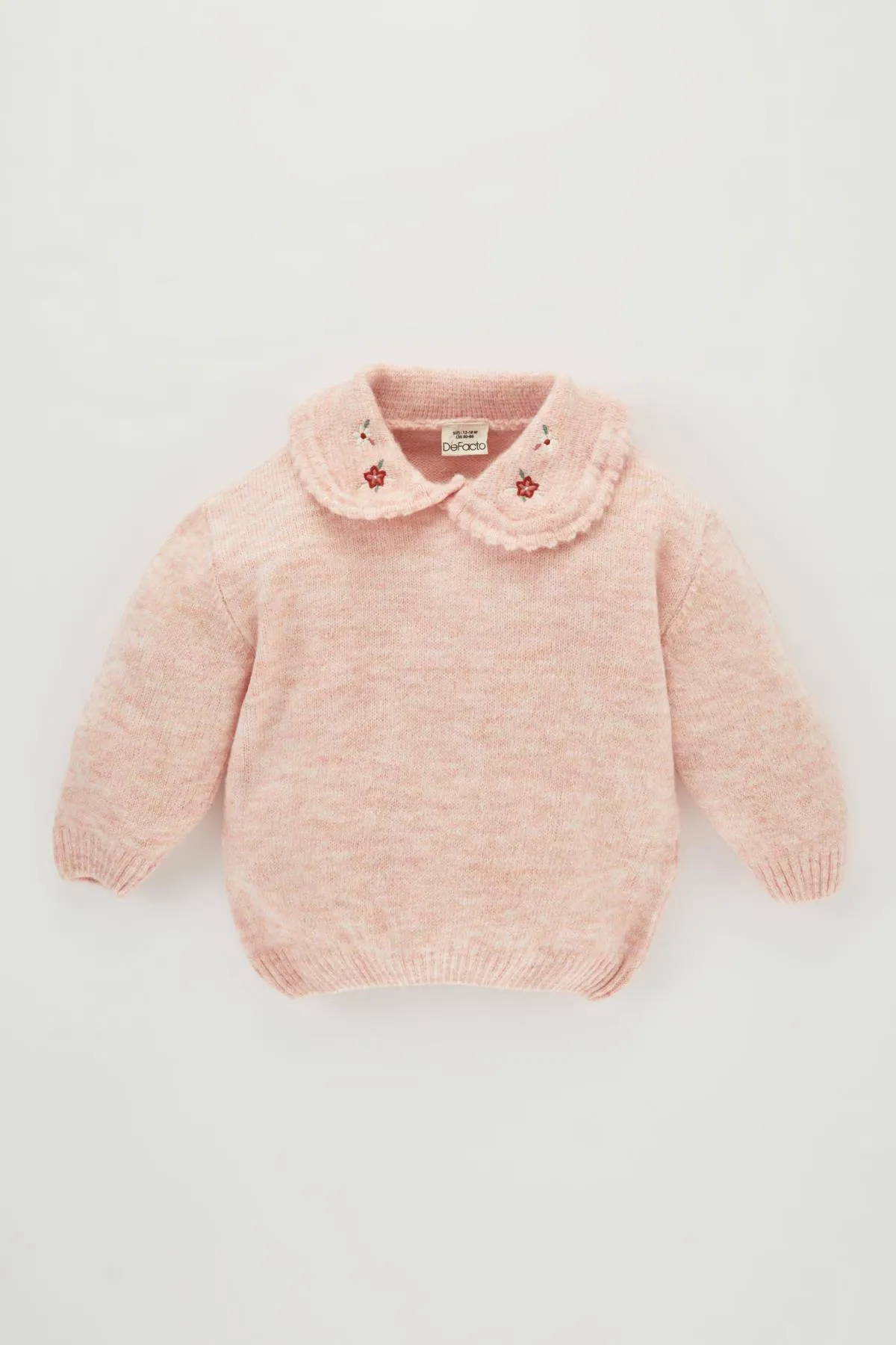 DeFacto  Baby-Strickpullover mit Blumenmuster und großem Kragen