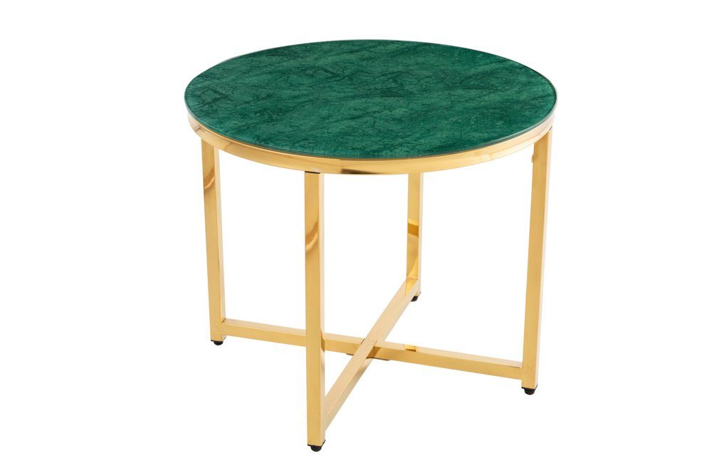 riess-ambiente Beistelltisch BOUTIQUE 50cm türkis / gold (Einzelartikel, 1-St), Wohnzimmer · Kristallglas · Metall · rund · Marmor-Dekor · Barock