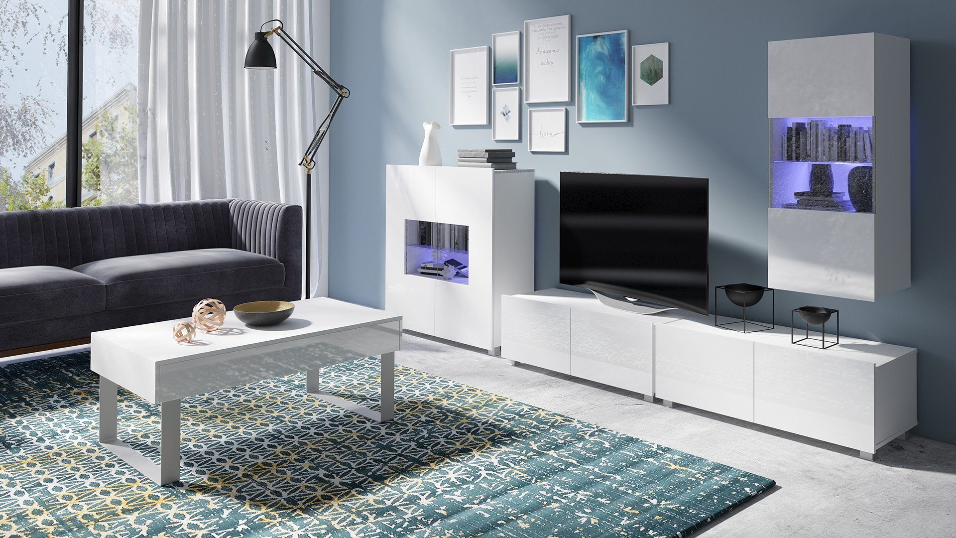 Stylefy Wohnwand Stylefy Bietula Wohnzimmerset X, (Set (5-St), Wohnmöbel), 5-teilig, wahlweise mit LED-Beleuchtung, FSC-Zertifizierung, Modern Design, variabel stellbar