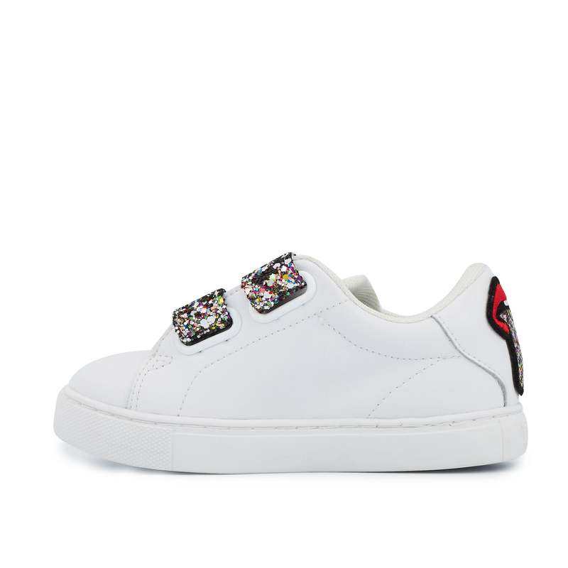 Baskets en cuir Mini Edith glitter tongue