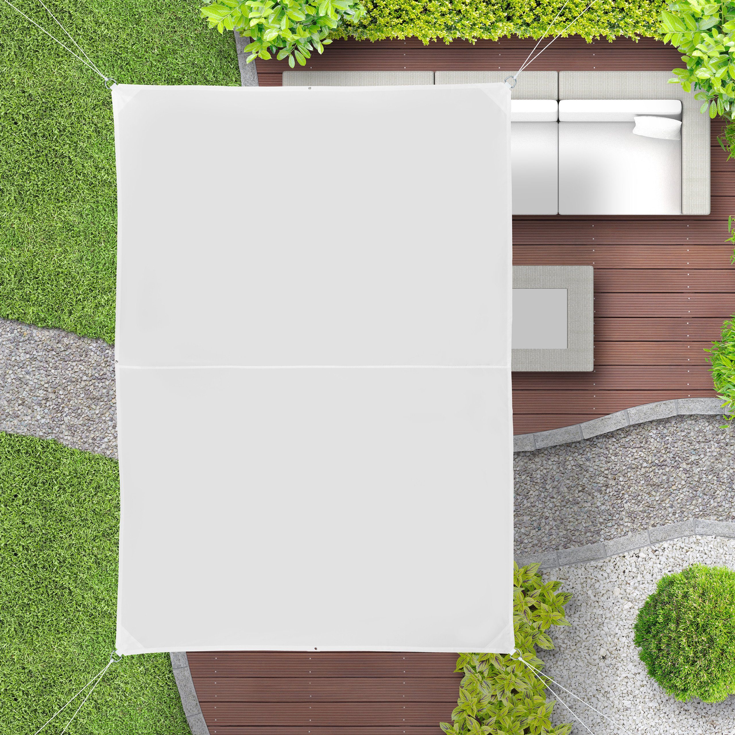 relaxdays Sonnensegel Rechteckiges Sonnensegel weiß, 2 x 3 m