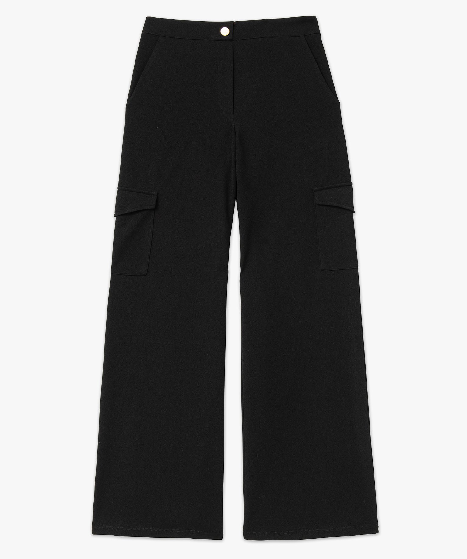 Pantalon cargo large en maille fluide femme noir | GEMO