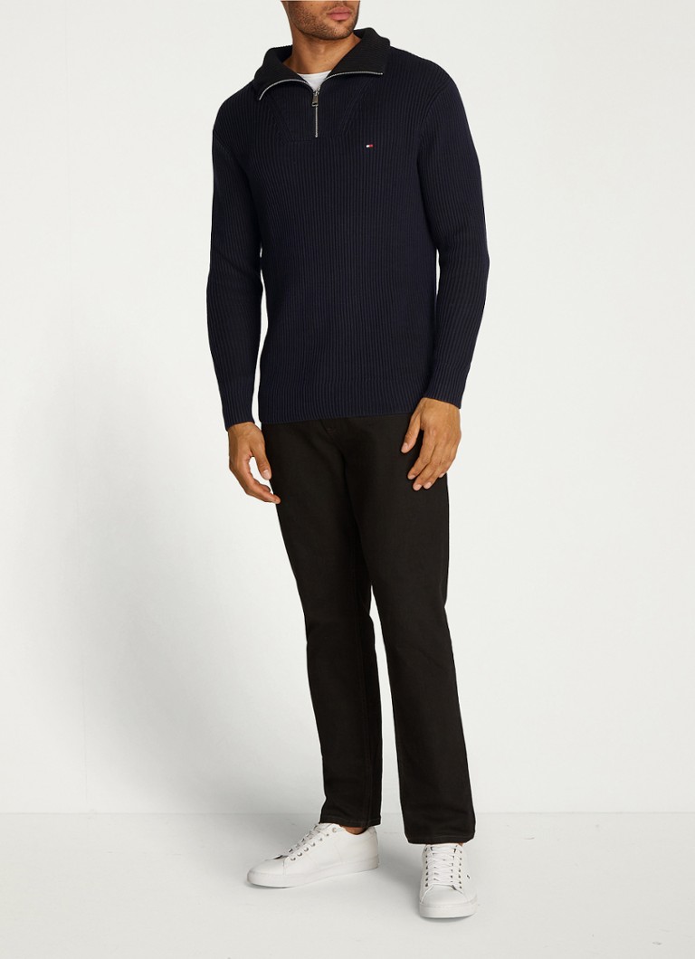 Tommy Hilfiger Rib-knit sweater with half zip and logo