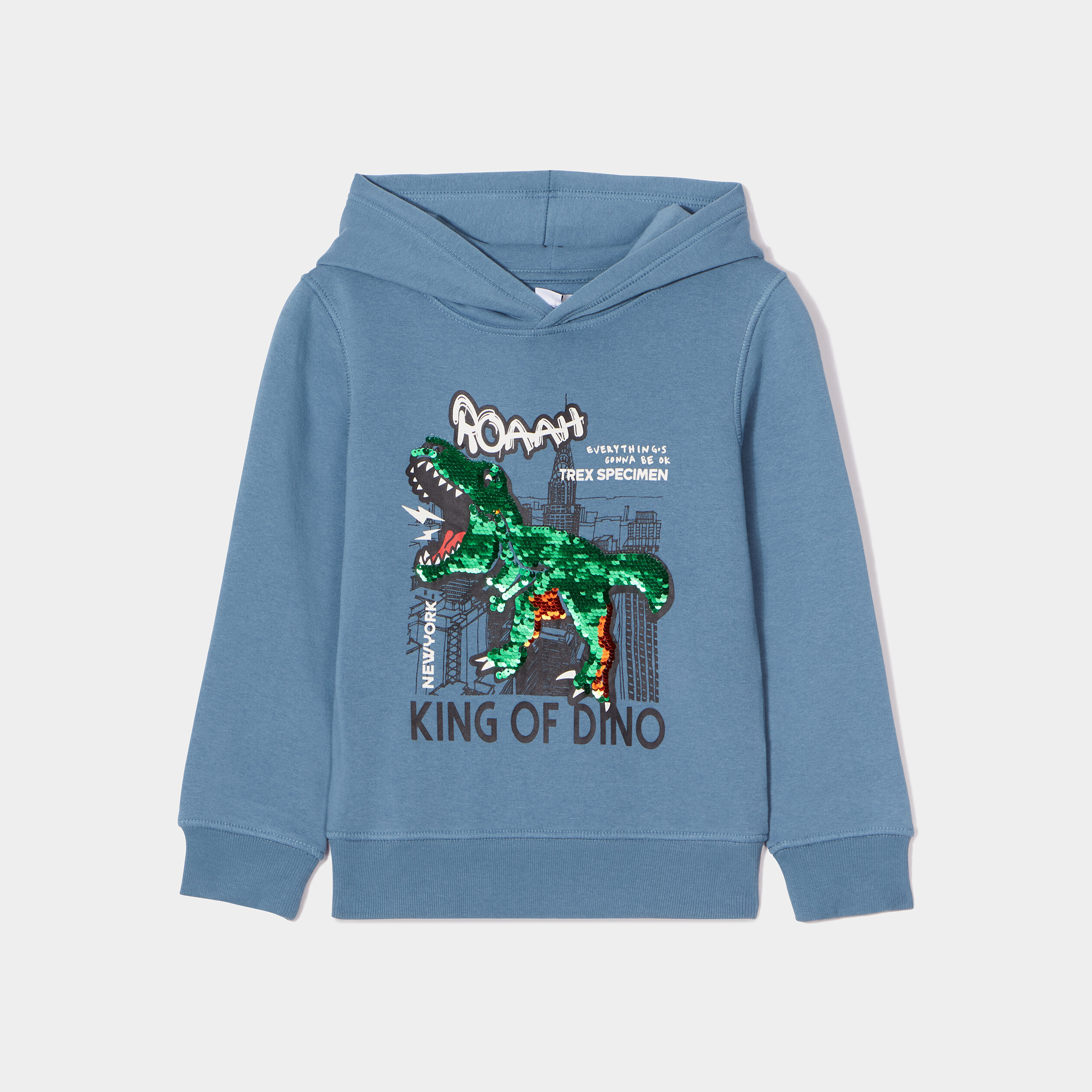 Sweat à capuche hoodie avec sequins bleu gris garçon | La Halle