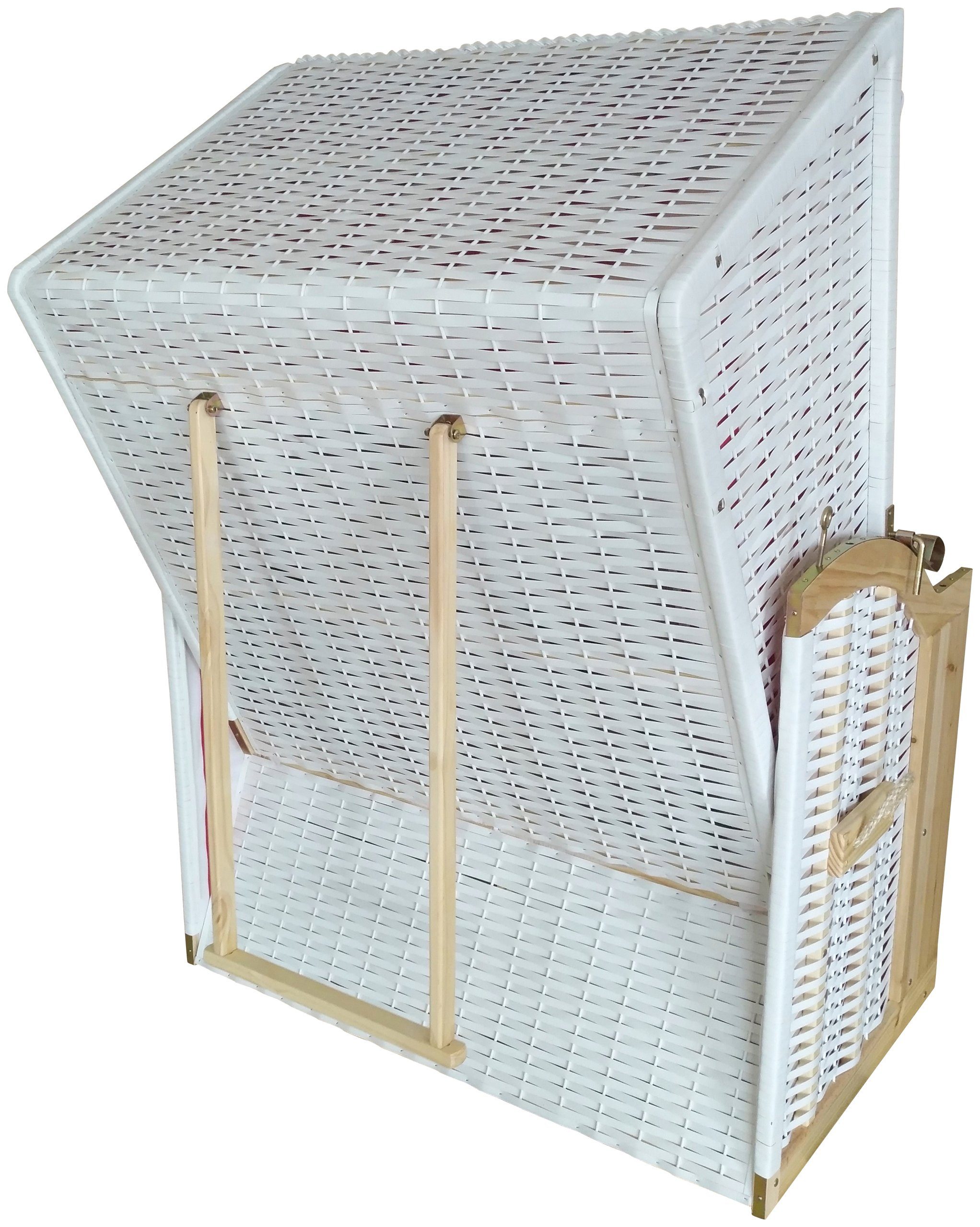 KONIFERA Strandkorb Föhr, BxTxH: 115x72x160 cm, Halblieger, Ostsee-Modell, 2-Sitzer, inkl. Klapptisch