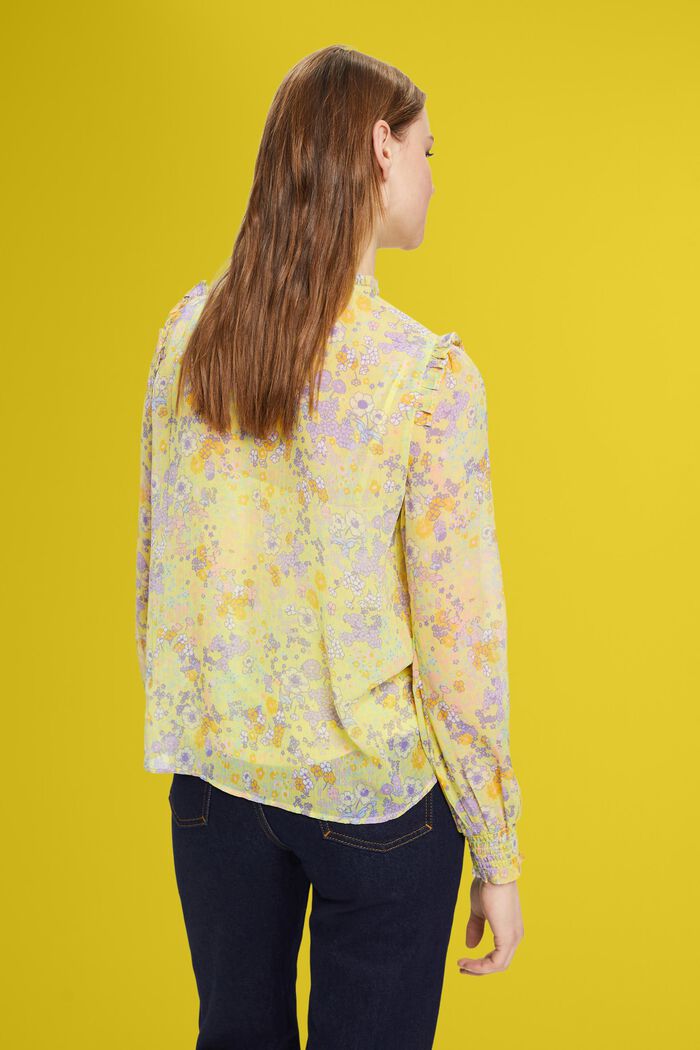 Geblümte Chiffonbluse mit Rüschen