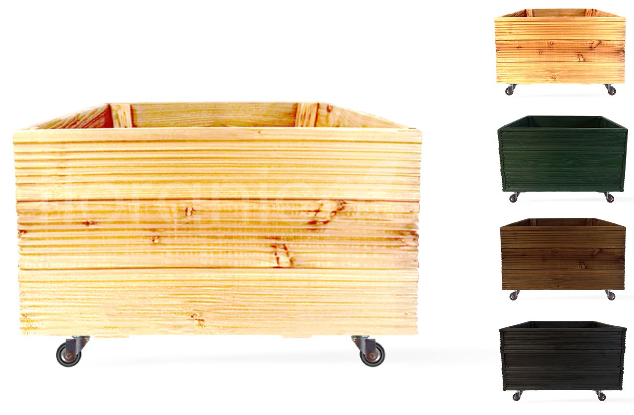 Pemicont Floranica Blumentopf aus Holz Kasten 4 Rollen 50cm x 535cm x 285cm Nicht imprägniertes Lärchenholz Schutzhülle für Kräuter Blumen Haus- und Gartendekoration Innen- und Außenbereich