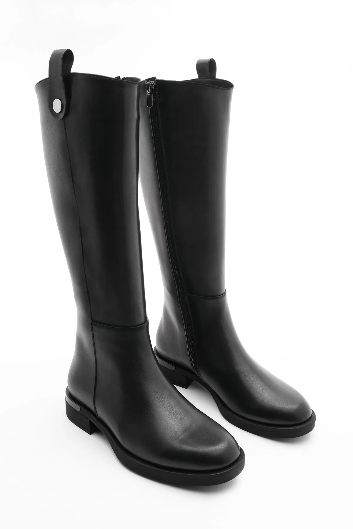 Marjin  Damen Alltagsstiefel über dem Knie Reißverschluss Lindo Schwarz