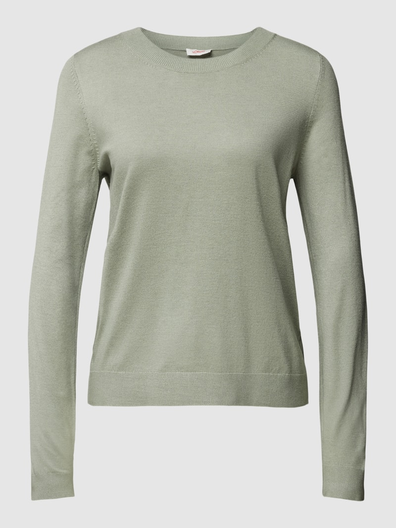 Strickpullover mit Rundhalsausschnitt in schilf