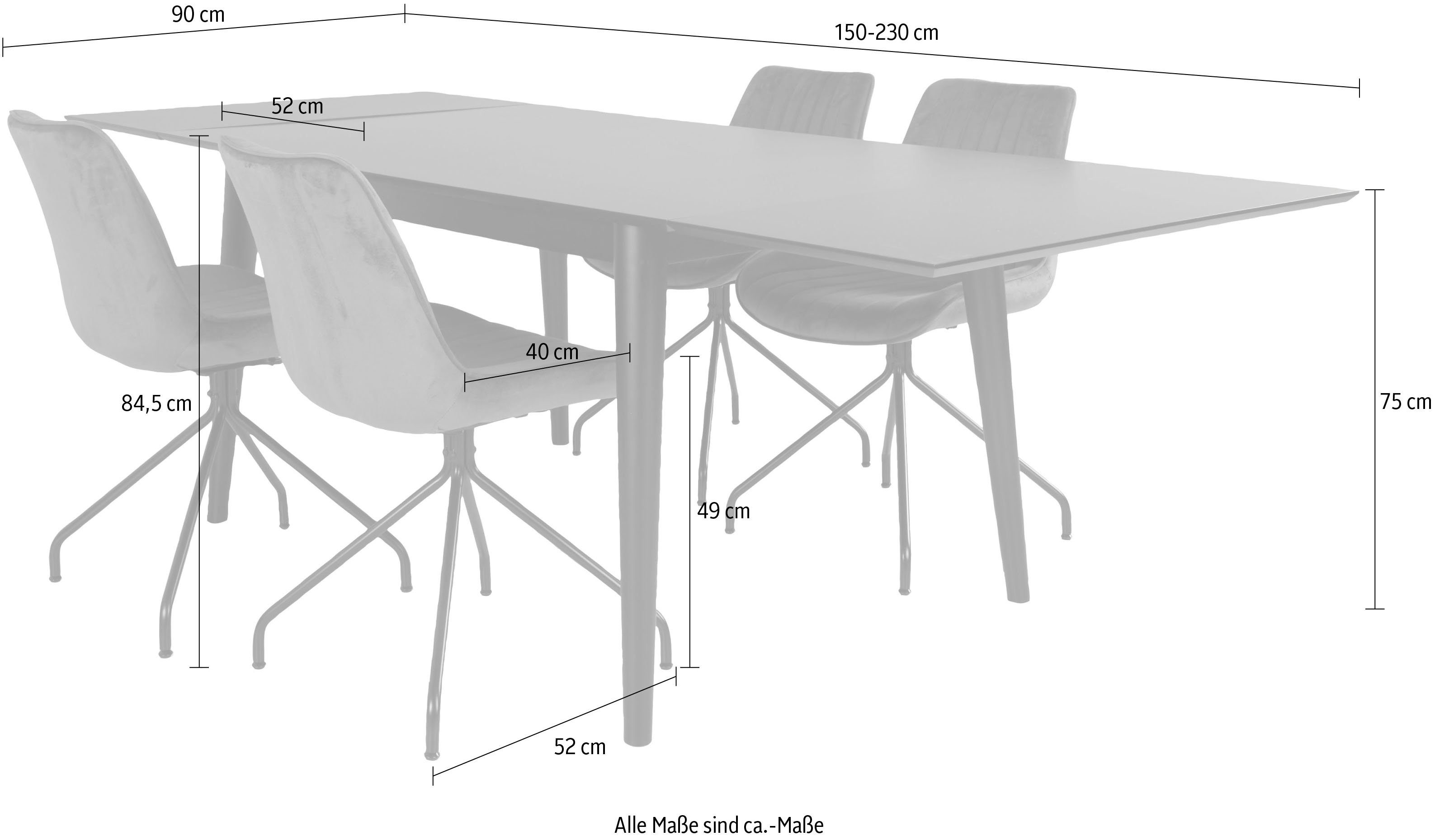 Homexperts Essgruppe Odense, (Set, 5-tlg), mit ausziehbarem Tisch