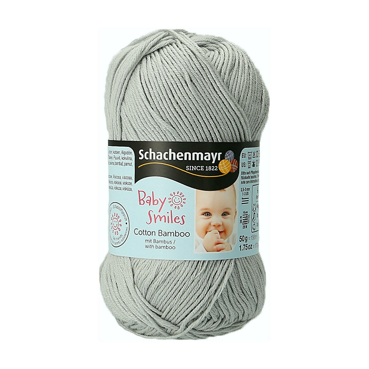 Handstrickgarne Baby Smiles Cotton Bamboo, 50g Grau