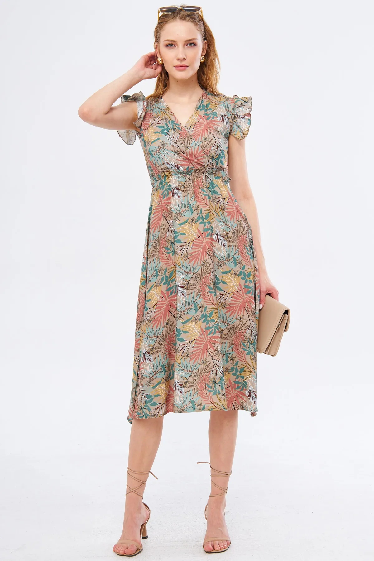 armonika  Kleid - Beige - A-Linie