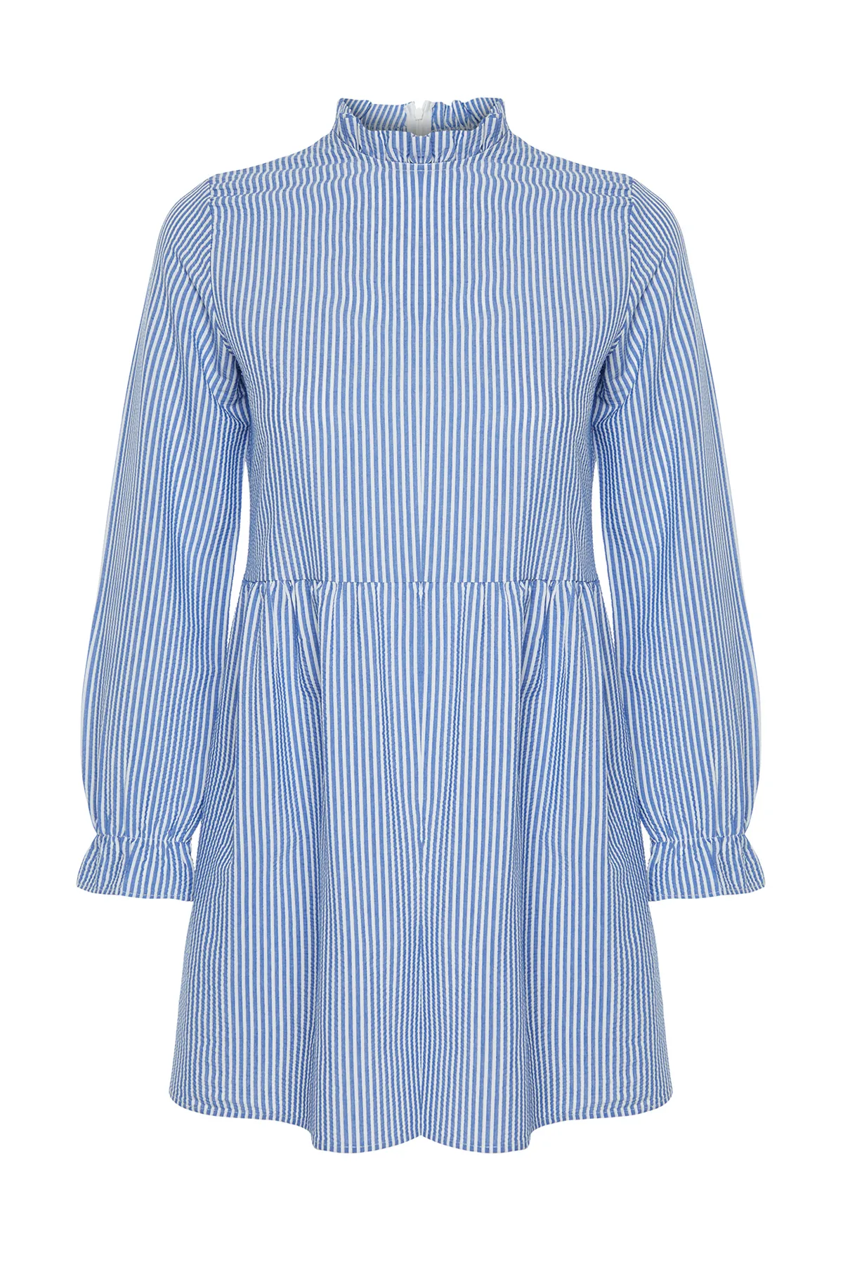 Trendyol Modest  Blaue, detaillierte Tunika mit hohem Kragen und Raffung TCTSS22GO0108