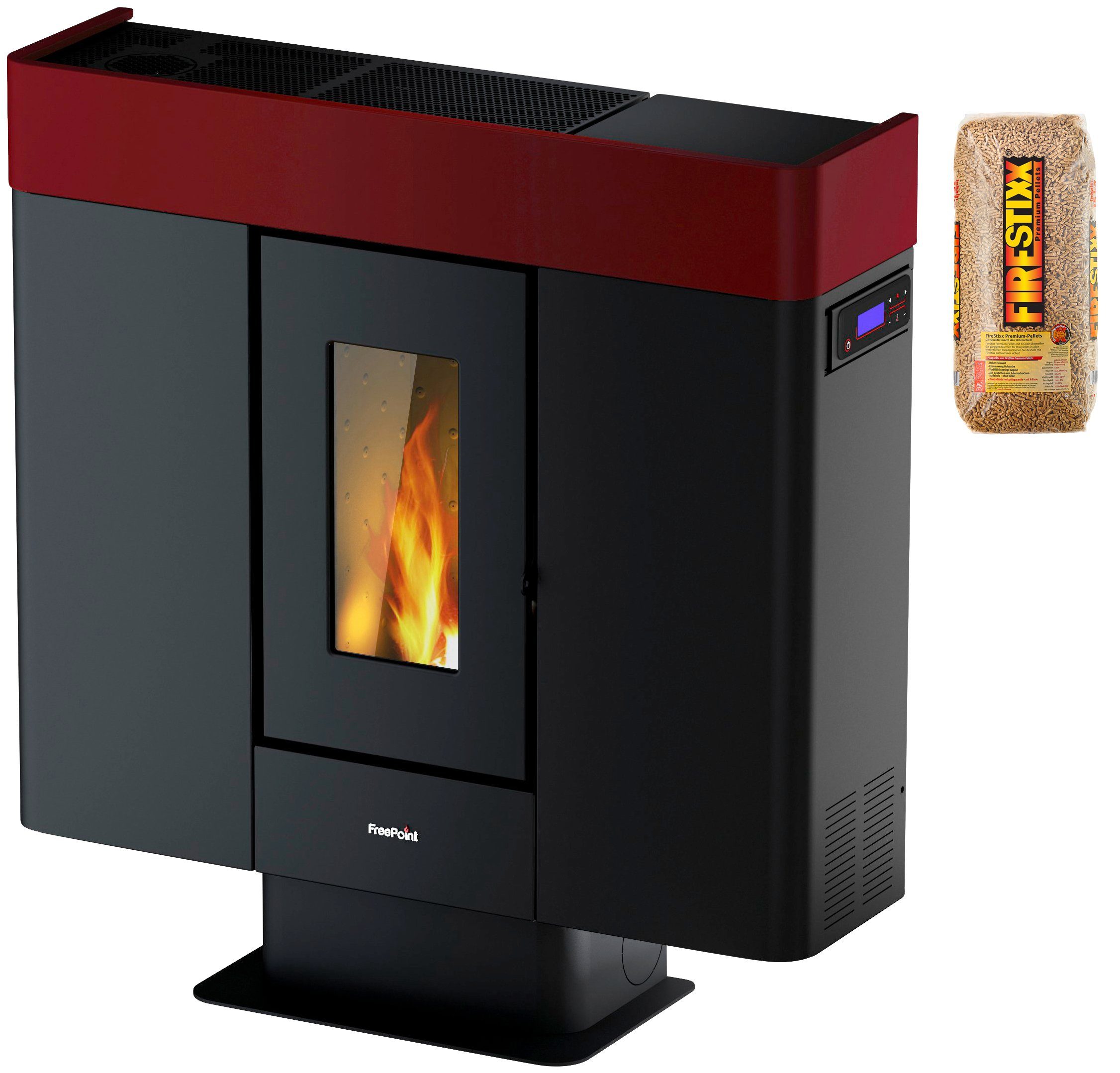 Freepoint Pelletofen Moon airtight, 10 kW, Zeitbrand, 340 W, 230 V