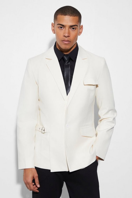 Einreihiger Slim-Fit Blazer mit Schnalle