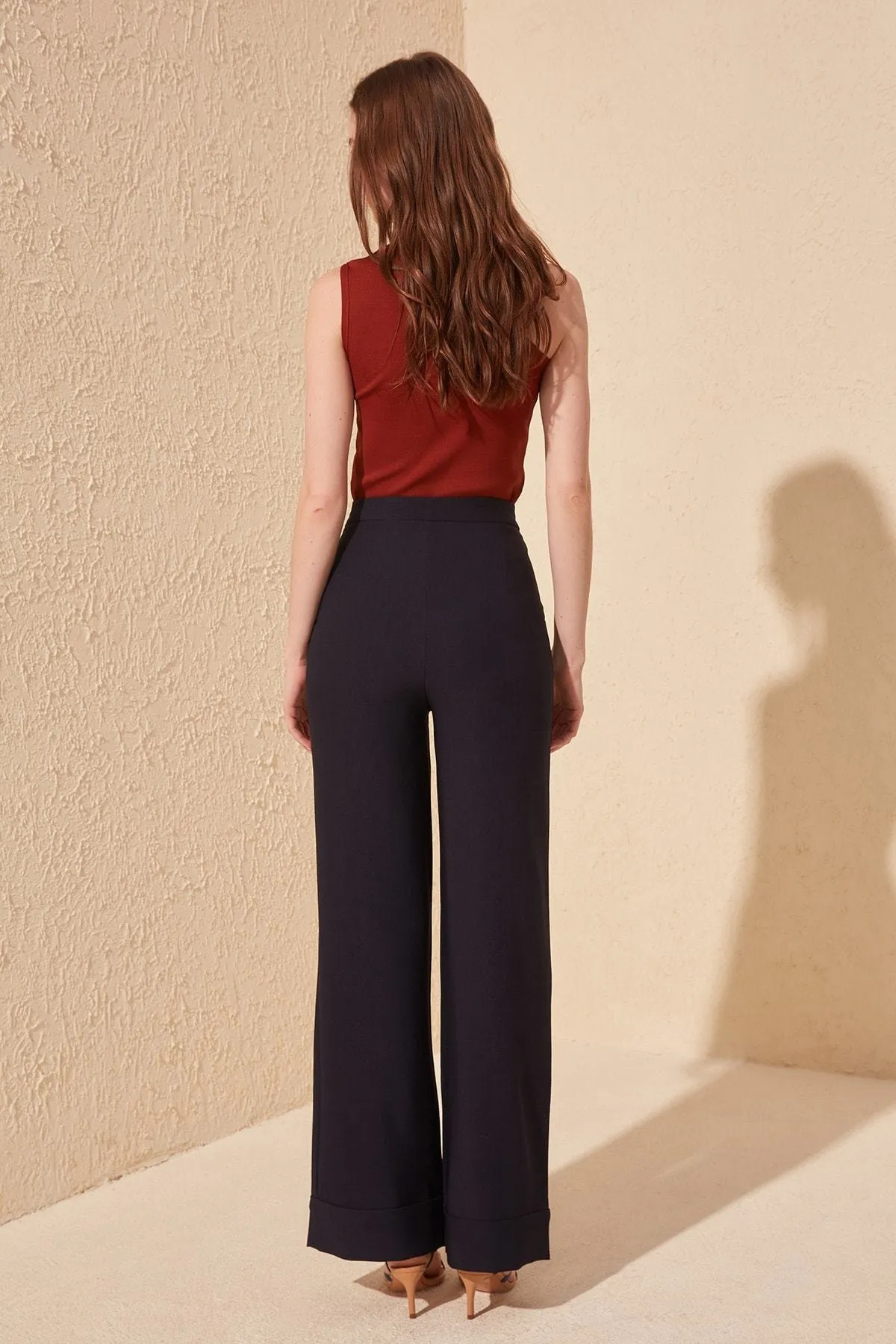 Trendyol Collection  Marineblaue Hose mit weitem Bein TWOSS19ST0179