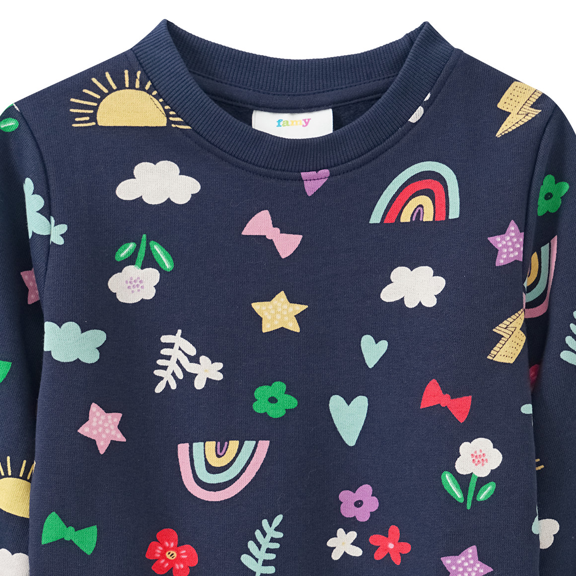 Mädchen Sweatshirt mit bunten Motiven allover