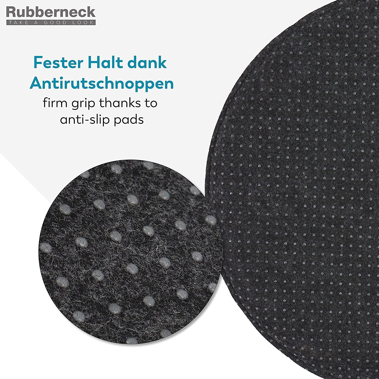 RUBBERNECK Auflagekissen Rutschfeste Filz Sitzkissen rund, Stuhlkissen mit Antirutsch-Noppen, (4 St), auf 30° waschbar