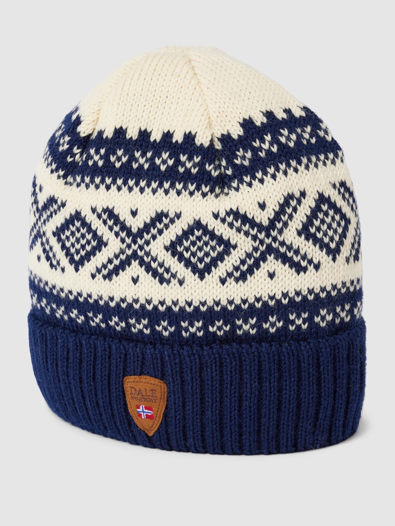 Beanie mit Allover-Muster Modell 'CORTINA' in marineblau