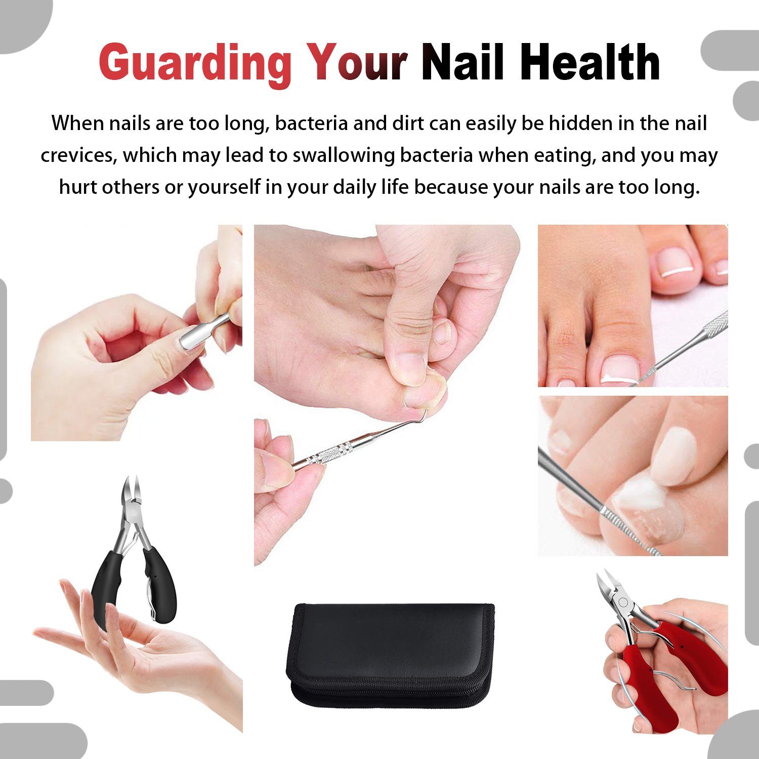 SOEKAVIA Nagelknipser-Set, Super scharf Nagelzange für Dicken & Eingewachsenen Harten Fußnägel, Profi Fußnagel Nagelknipser, Nagelfeile und Weicher Griff Nagelschere Set