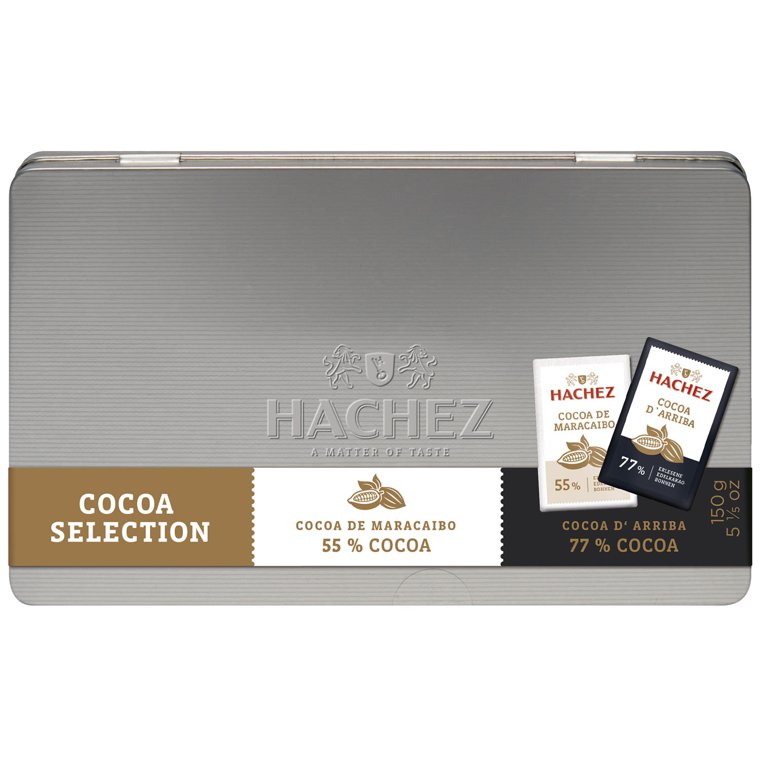 Hachez Cocoa Selection Täfelchen Metalldose 150g