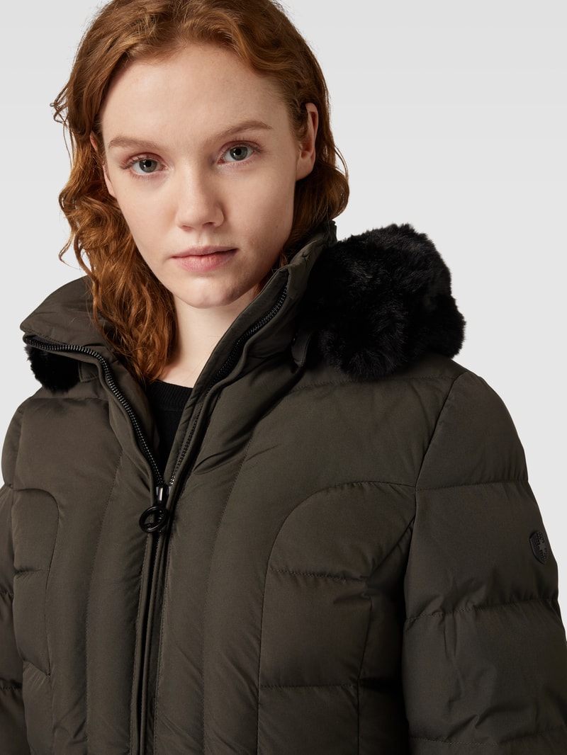 Funktionsjacke mit Kunstfellbesatz Modell 'Belvitesse' in olivgrün