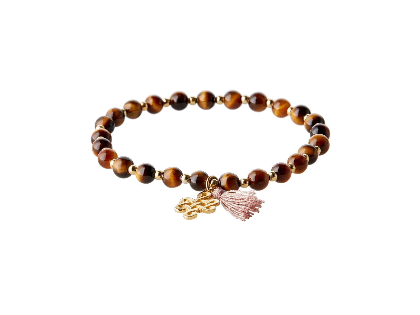 Bracelet infini en œil de tigre plaqué or