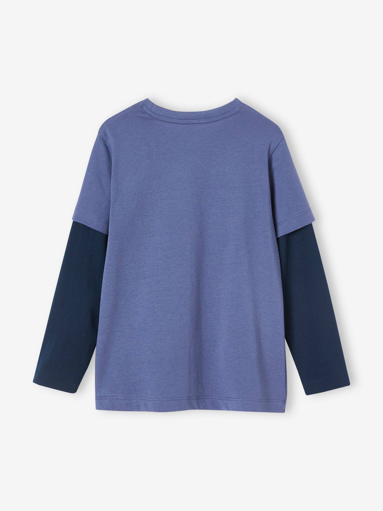 Tee-shirt effet doubles manches garçon bleu glacier