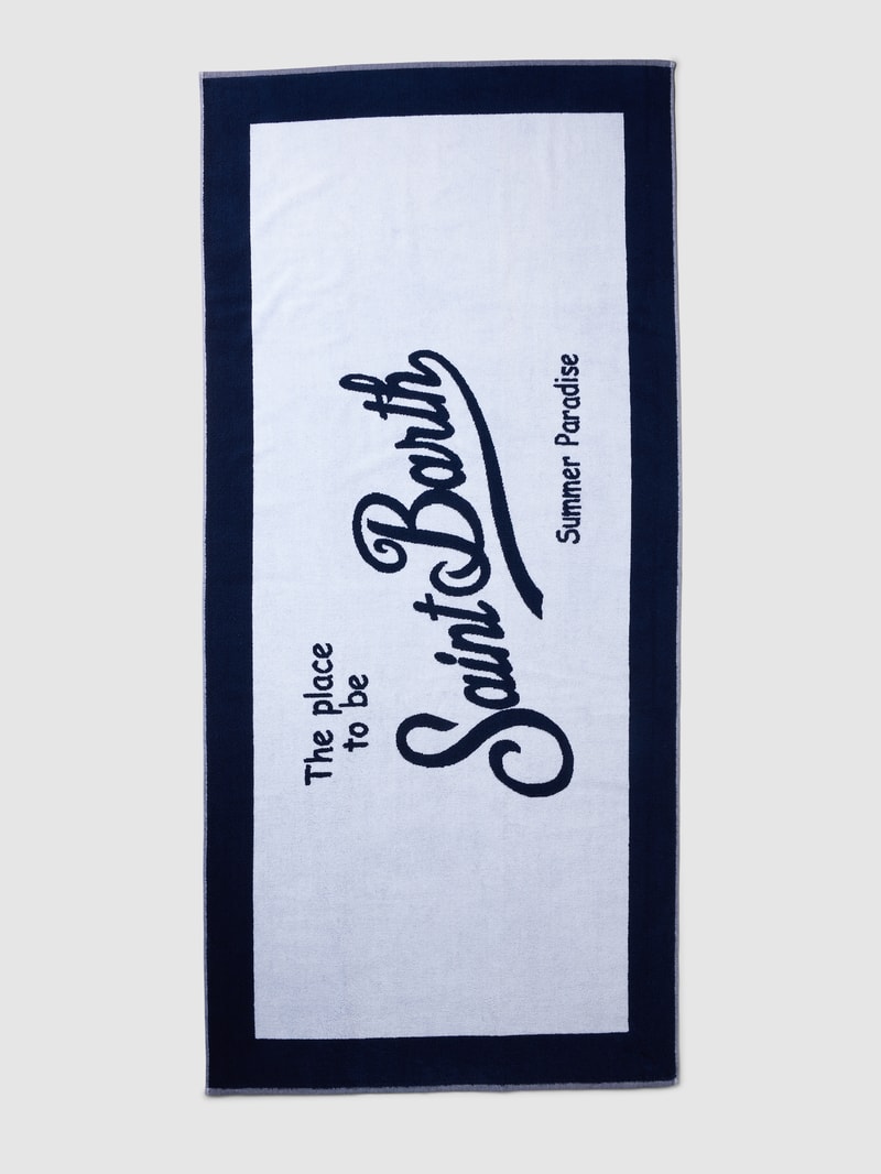 Strandtuch mit Statement- und Label-Print Modell 'TOWEL' in marineblau