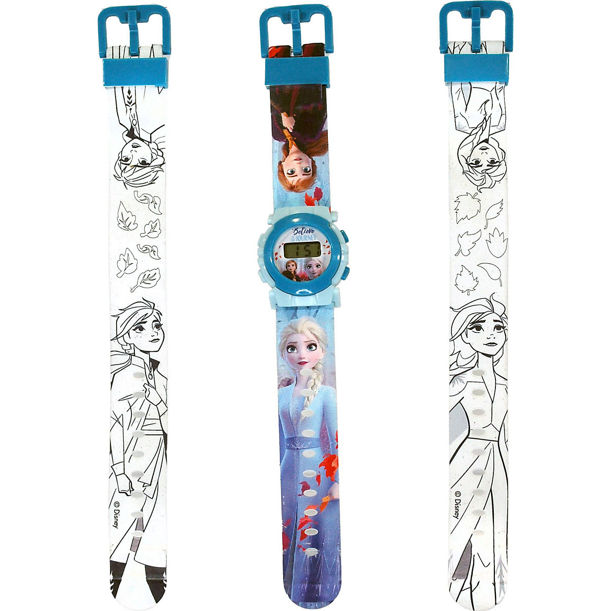 Kinderarmbanduhr digital   Die Eiskönigin, mit 2 Wechselbändern zum Bemalen