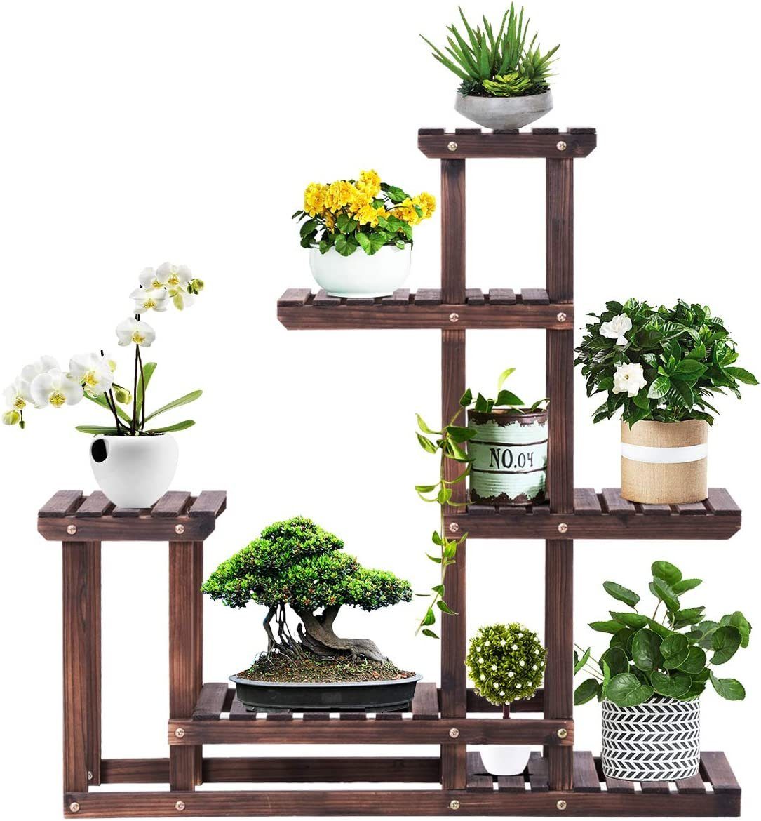 KOMFOTTEU Blumenständer Pflanzenregal, aus Holz, Mehrstöckig