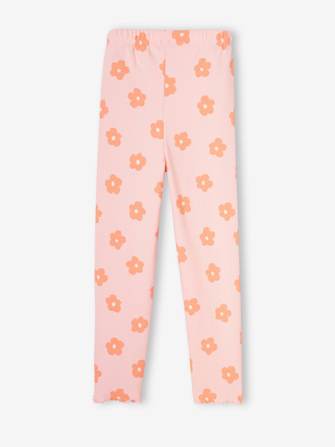 Legging imprimé en maille côtelée fille marine