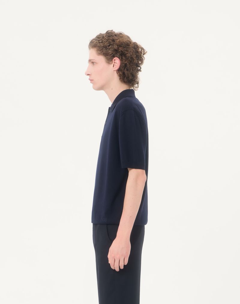 Valentino poloshirt i uld med V-logo-broderi