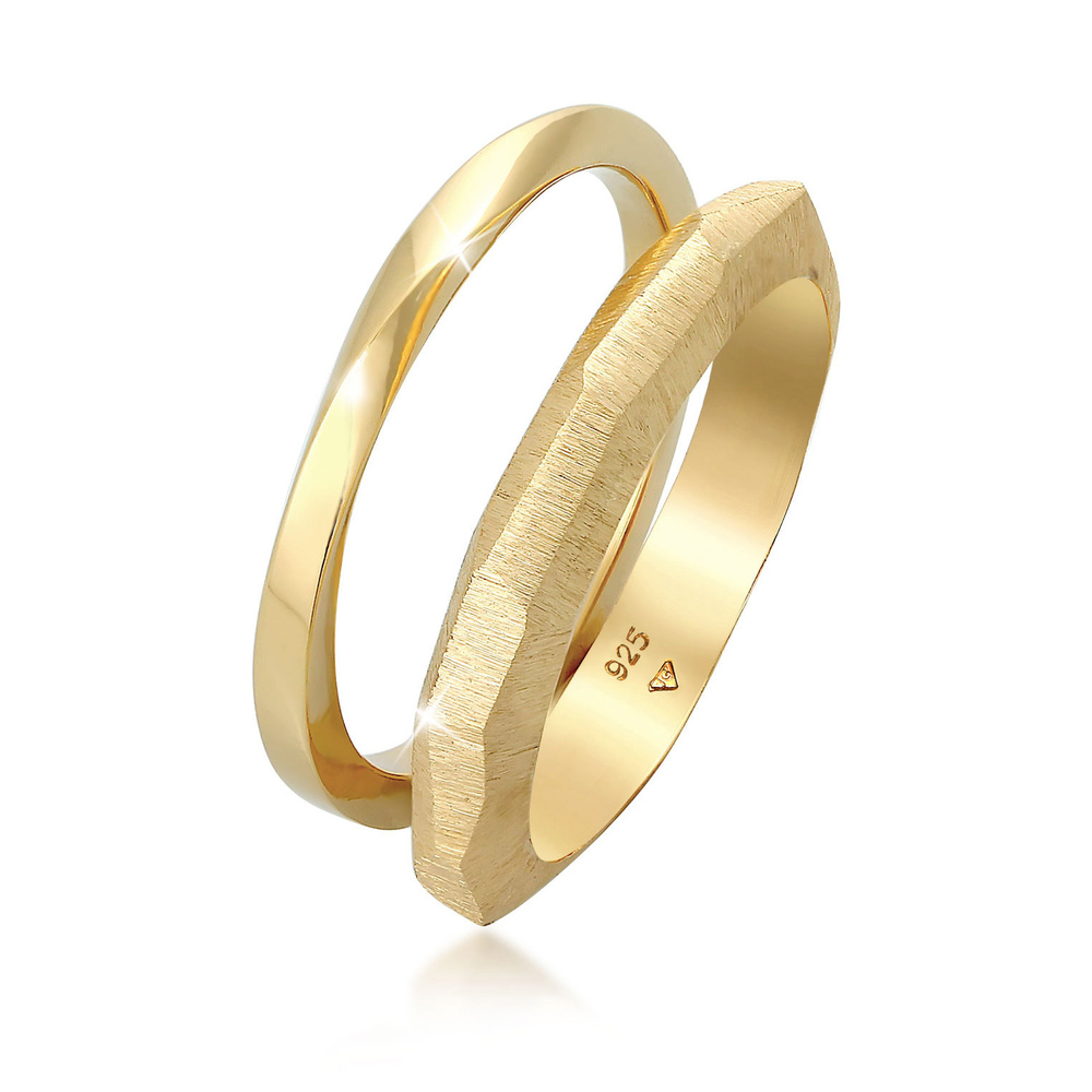 Elli PREMIUM Elli PREMIUM Bague Bague pour dames Duo Tendance de base à la structure torsadée  Bague