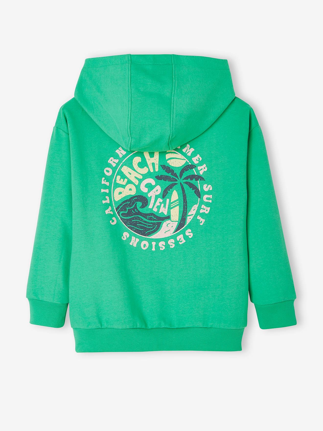 Sweat à capuche garçon maxi motif au dos vert
