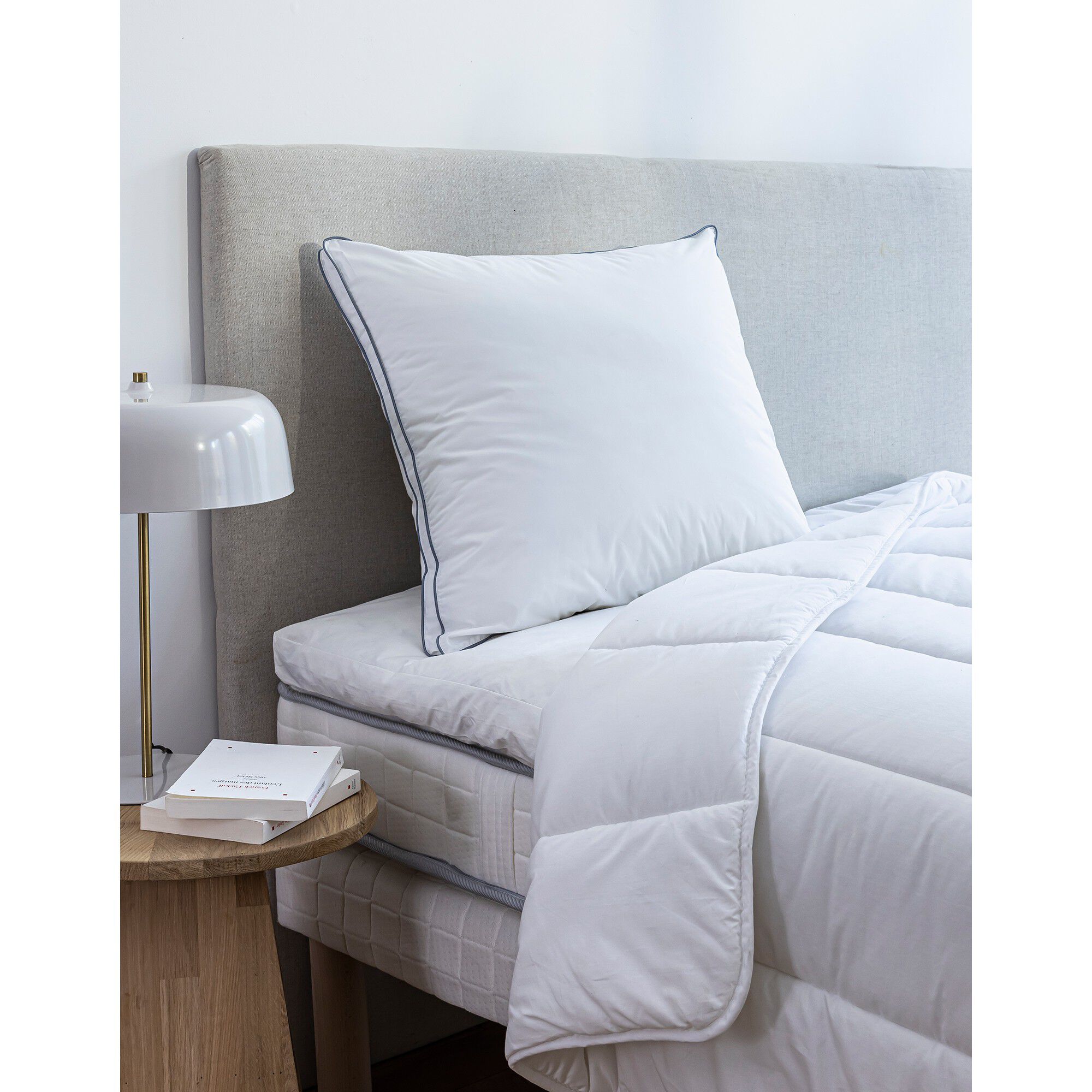 Oreiller percale coton microgel moelleux