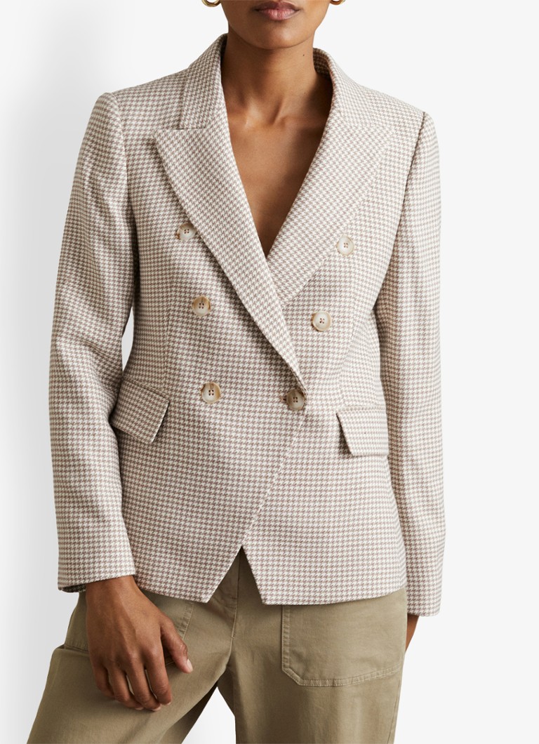 Blazer doppiopetto Elisa di Reiss in misto lana con motivo pied de poule
