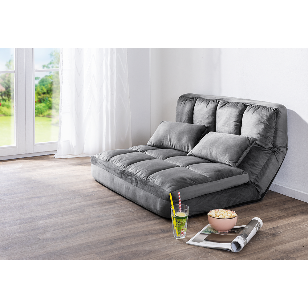 Better Home 2 in 1 Bodensofa Bodenstuhl Bodensessel Bett mit Rückenlehne Verstellbar Grau