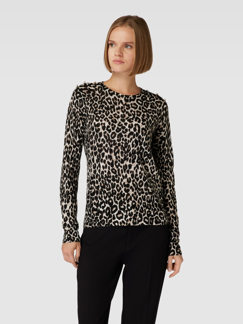 Strickpullover mit Animal-Muster in schwarz