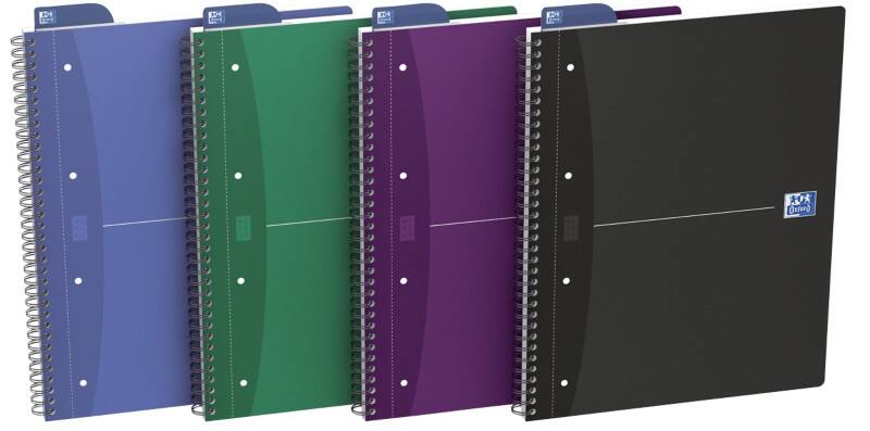 OXFORD Office Essentials Notizbuch DIN A4  Kariert Spiralbindung Pappe Farbig sortiert Perforiert 180 Seiten Pack 5